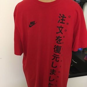 The Nike Tee Order Restored Red T-Shirt Japanese Print Rare Size Large
